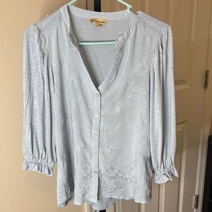 Democracy Light Blue Embroidered Blouse